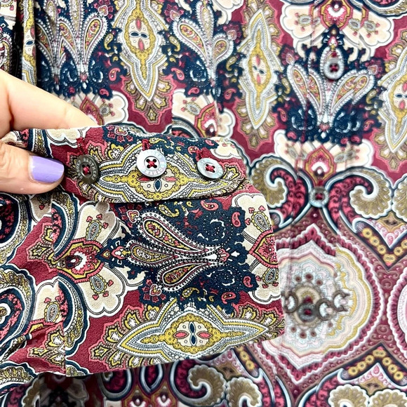 Brooks Brothers silk Red and Brown Graphic Long Sleeve Blouse 14 - Picture 6 of 8